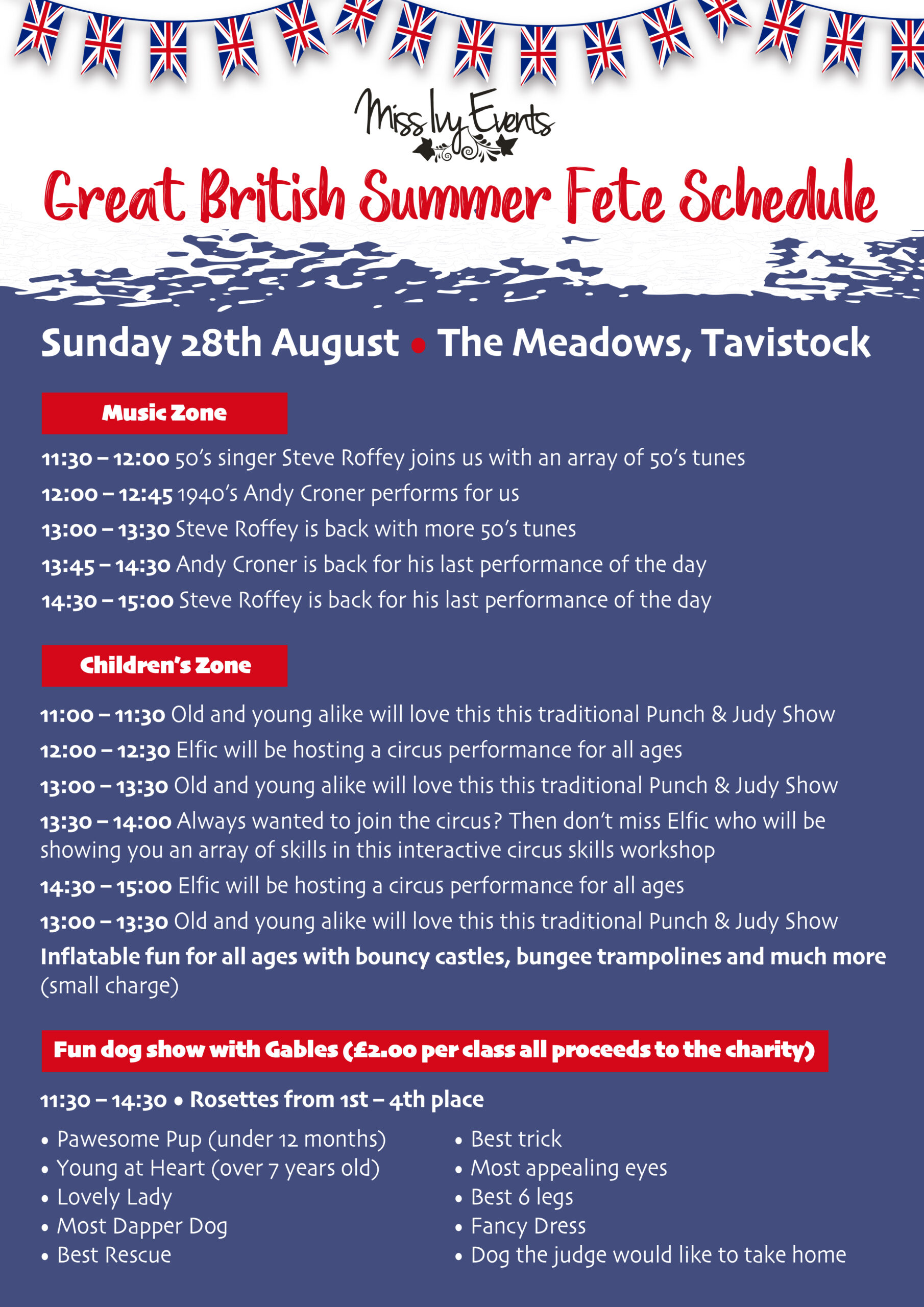 Great British Summer Fete Schedule A3 28th Aug