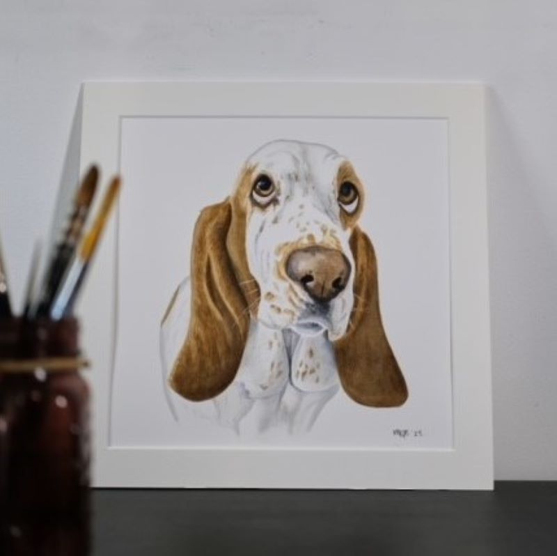 Painting Tails on Miss Ivy Events Painting of Olive a Bassett Hound